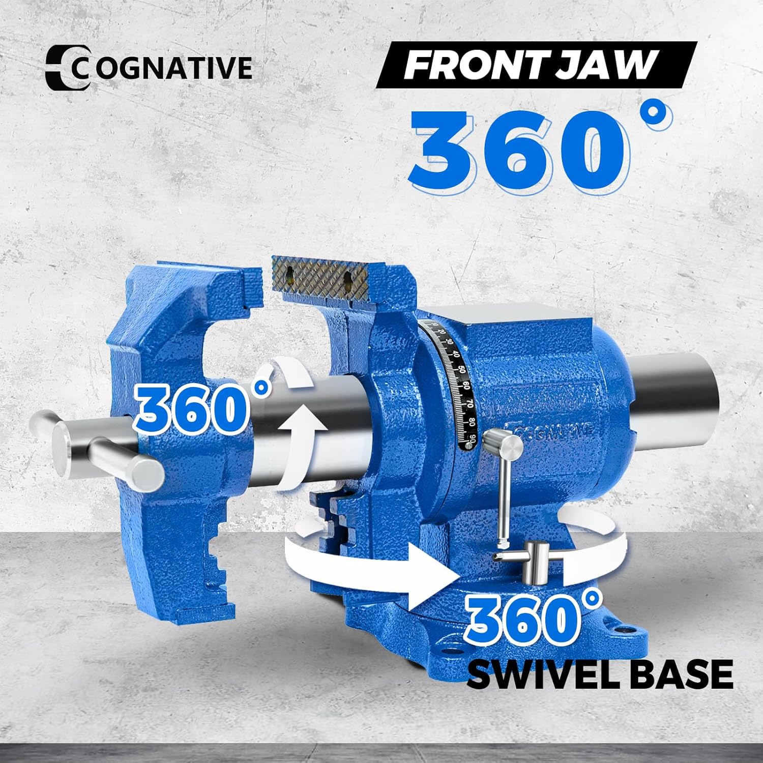 5-Inch Heavy Duty Bench Vise Ductile Iron Bench Vise 360° Multi-Purpose Bench Vice with Anvil, Clamp force 4000KG, Blue