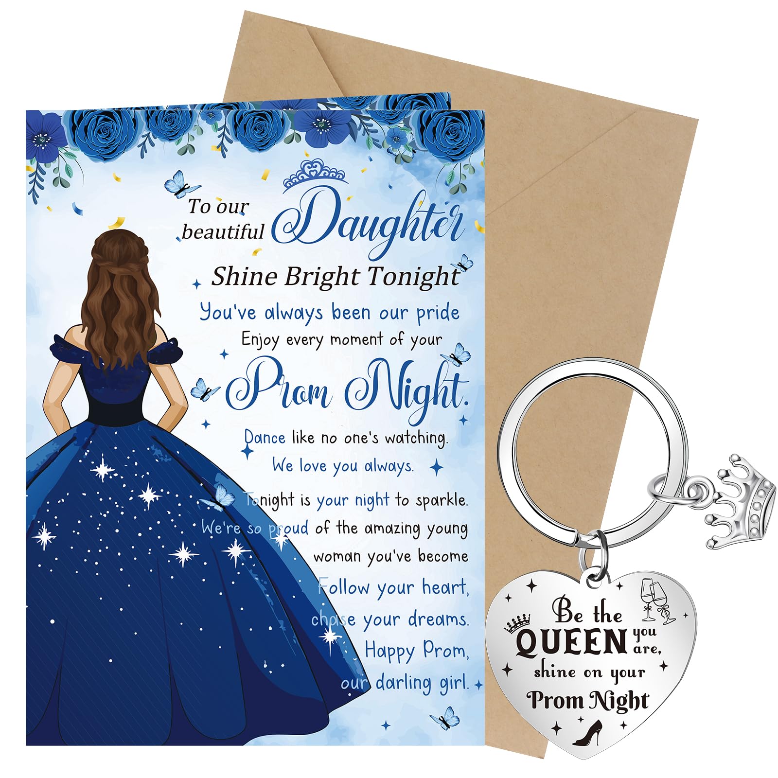 Graduation Prom Card Gifts for Girls Daughter Greeting Card with Envelope Keyring Keychain Ideal Prom Night Gifts Card for Her (Graduation)