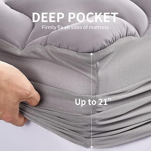 Miniatura 6 de Sleep Zone - Cubrecolchón refrescante tamaño matrimonial, acolchado, lavable a máquina, relleno alternativo suave y esponjoso, bolsillo profundo de