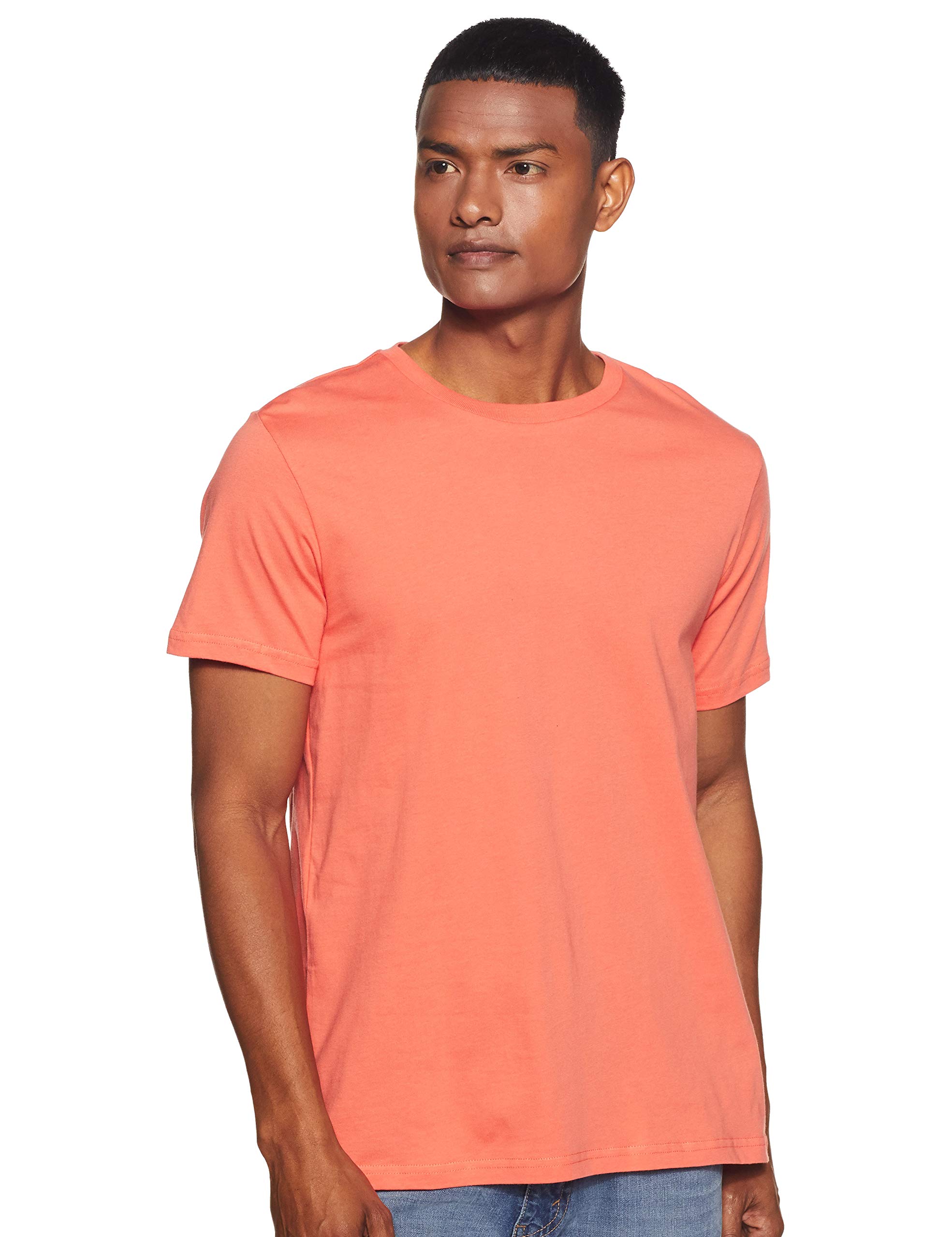 Amazon Brand - Symbol Men's Solid Cotton T Shirt | Round Neck | Half Sleeve | Plain-Regular Fit (Available in Plus Size)