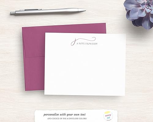 Miniatura 2 de Beautiful Handwriting Monogram Design Custom Flat Note Cards - Personalized Set - Modern Stationery - Gift For Her