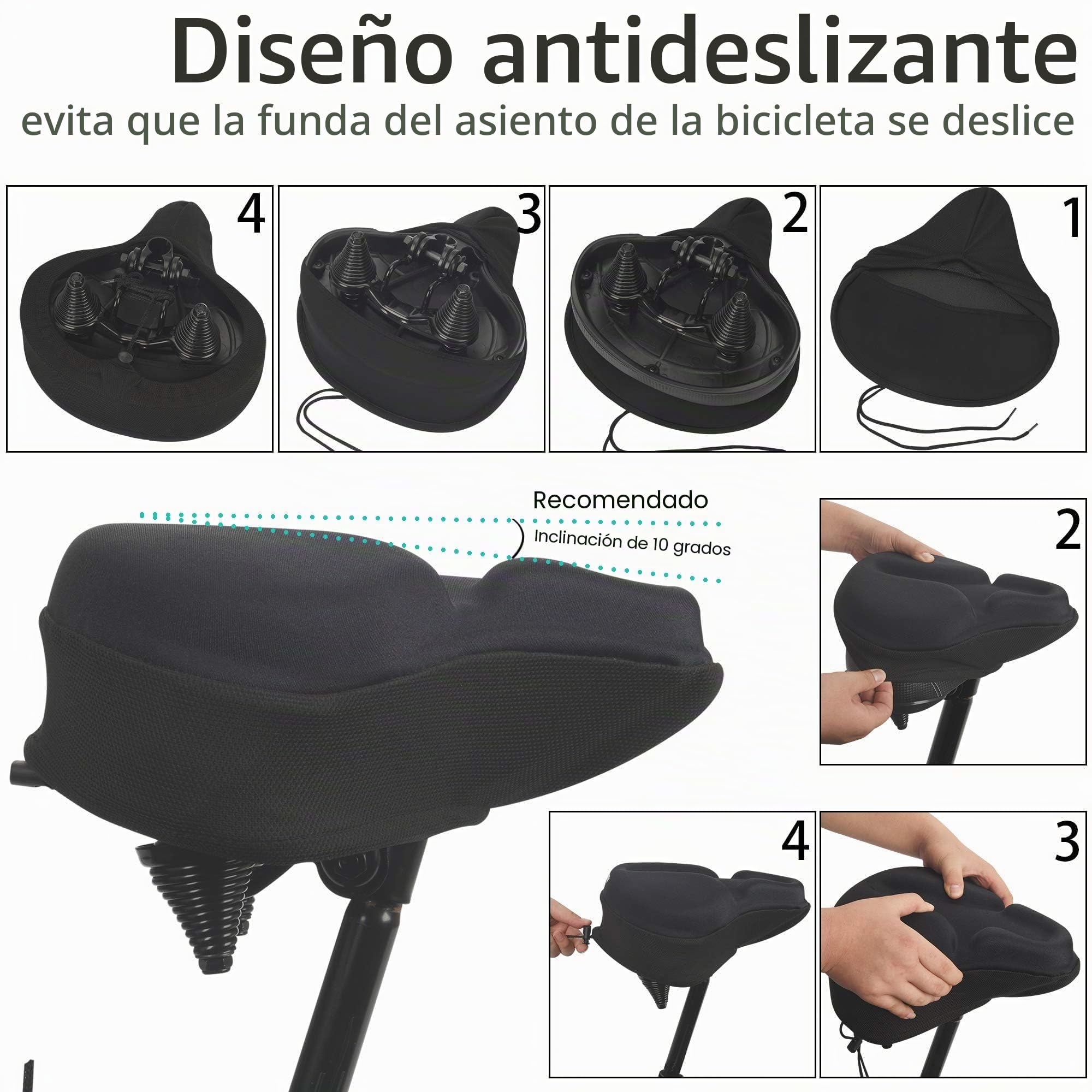 DAWAY C9 Funda Acolchada de Espuma viscoelástica para sillín de Bicicleta, extrasuave, Ancha, Grande, para Bicicleta estática, MTB, cómoda Almohadilla para sillín para Mujer, Hombre Mayor, 31 x 30,5