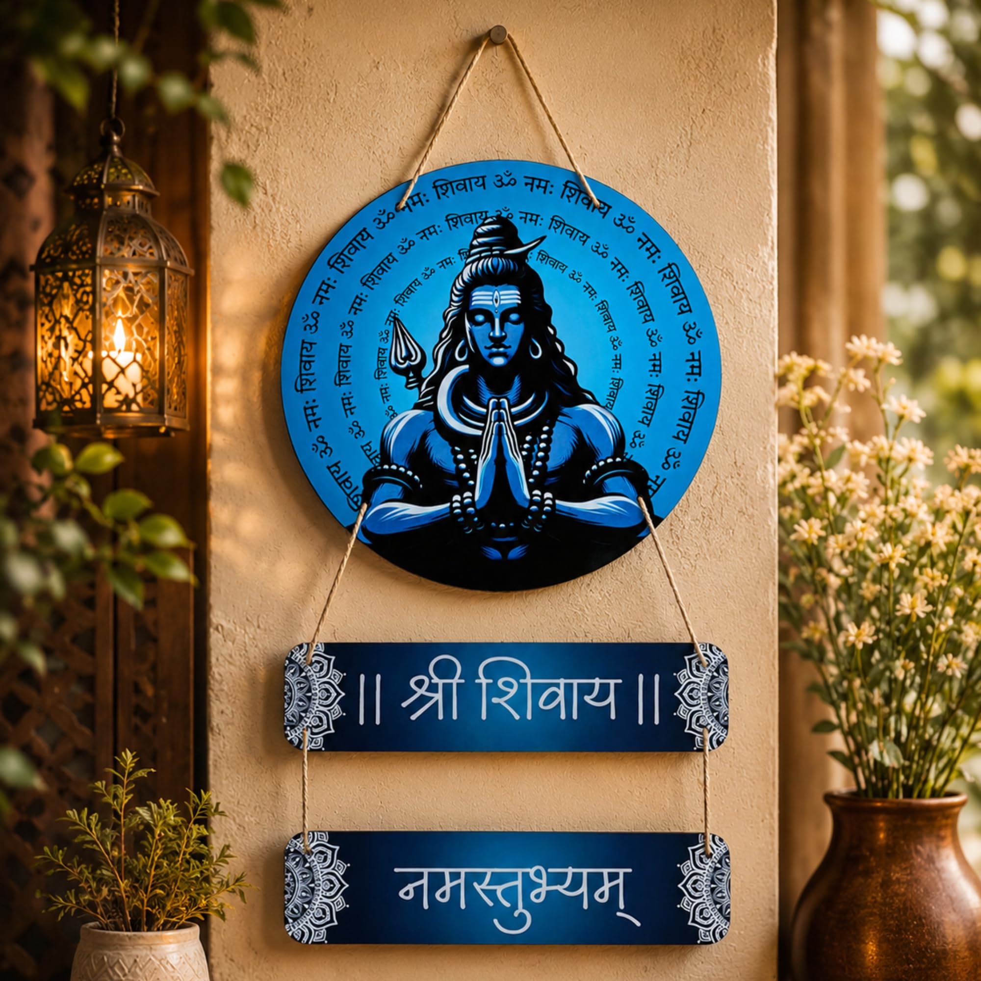 RITZYCRAFTS Premium Mahadev Wooden Wall Hanging | Shri Shivay Namastubhyam Decorative Hanging | Lord Shiva Spiritual Home Decor | Temple, Pooja Room, Living Room Wall Decor | Gift for Housewarming & Festivals Om Namah Shivaya Mantra-image-12