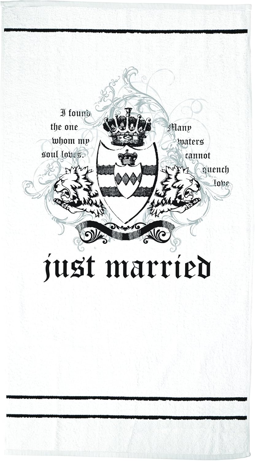 Lillian Rose White Honeymoon Beach Towel, Just Married, Black, WG311 B