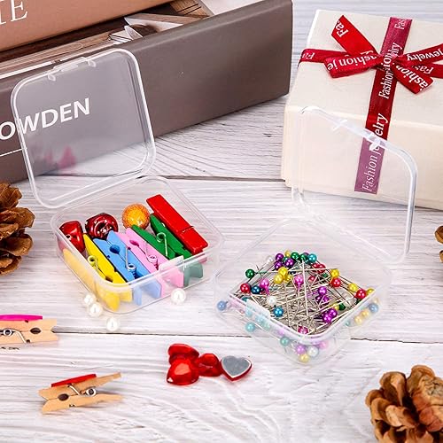 Vista 3 de 24 Packs Small Clear Plastic Beads Storage Containers Box with Hinged Lid for Storage of Small Items, Crafts, Jewelry, Hardware(2.12 x 2.12 x 0.79