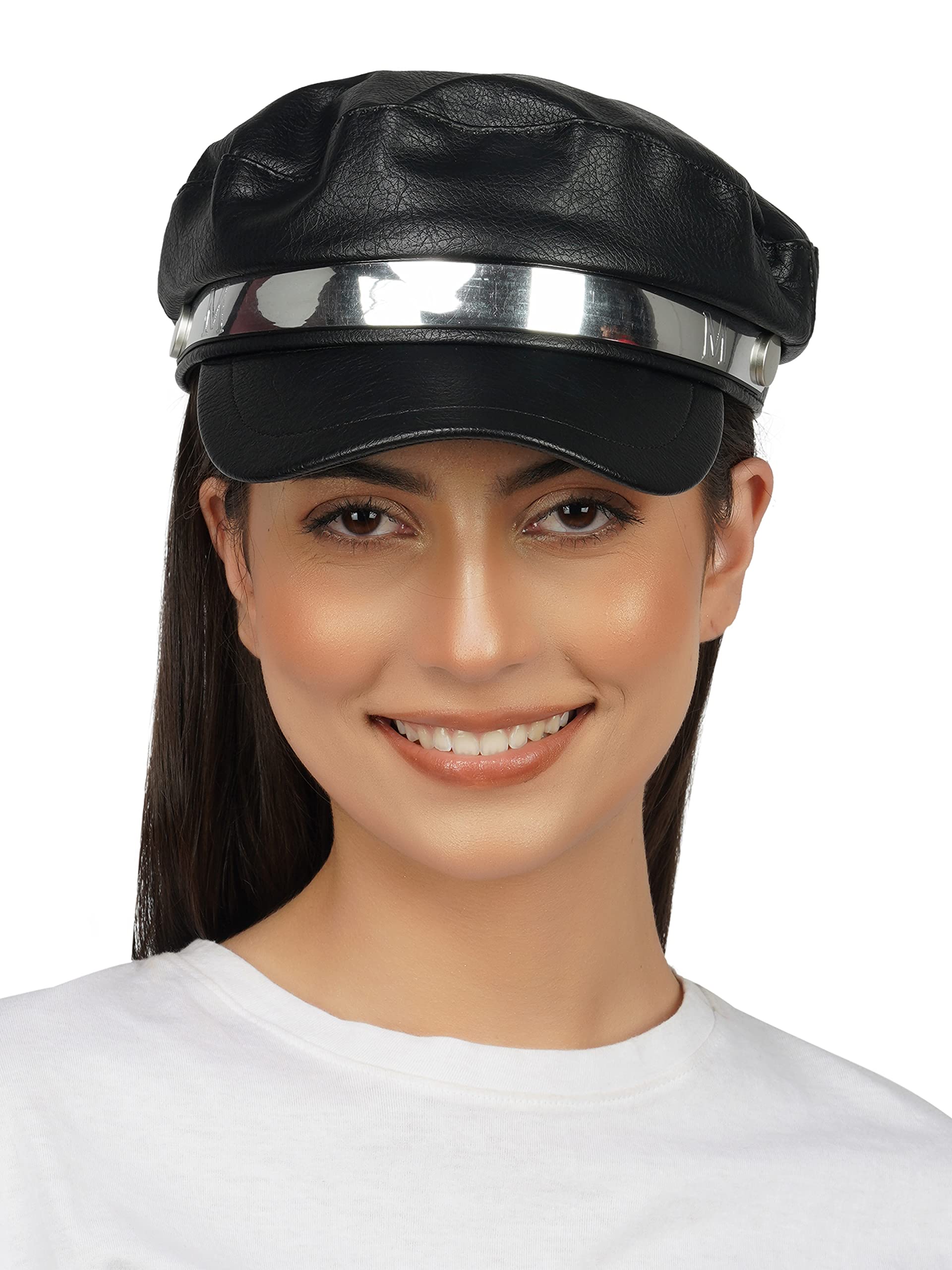 iSWEVENFrench Beret Cap Summer Season Unisex Artist Newsboy Hats, Ascot Cotton British Style Adjustable Women's Caps (WBC8120, Free Size)