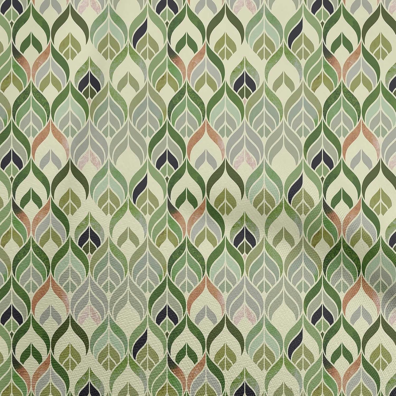 oneOone Polyester Spandex Light Green Fabric Paisleys Sewing Fabric by The Yard Printed DIY Clothing Sewing Supplies 56 Inch Wide