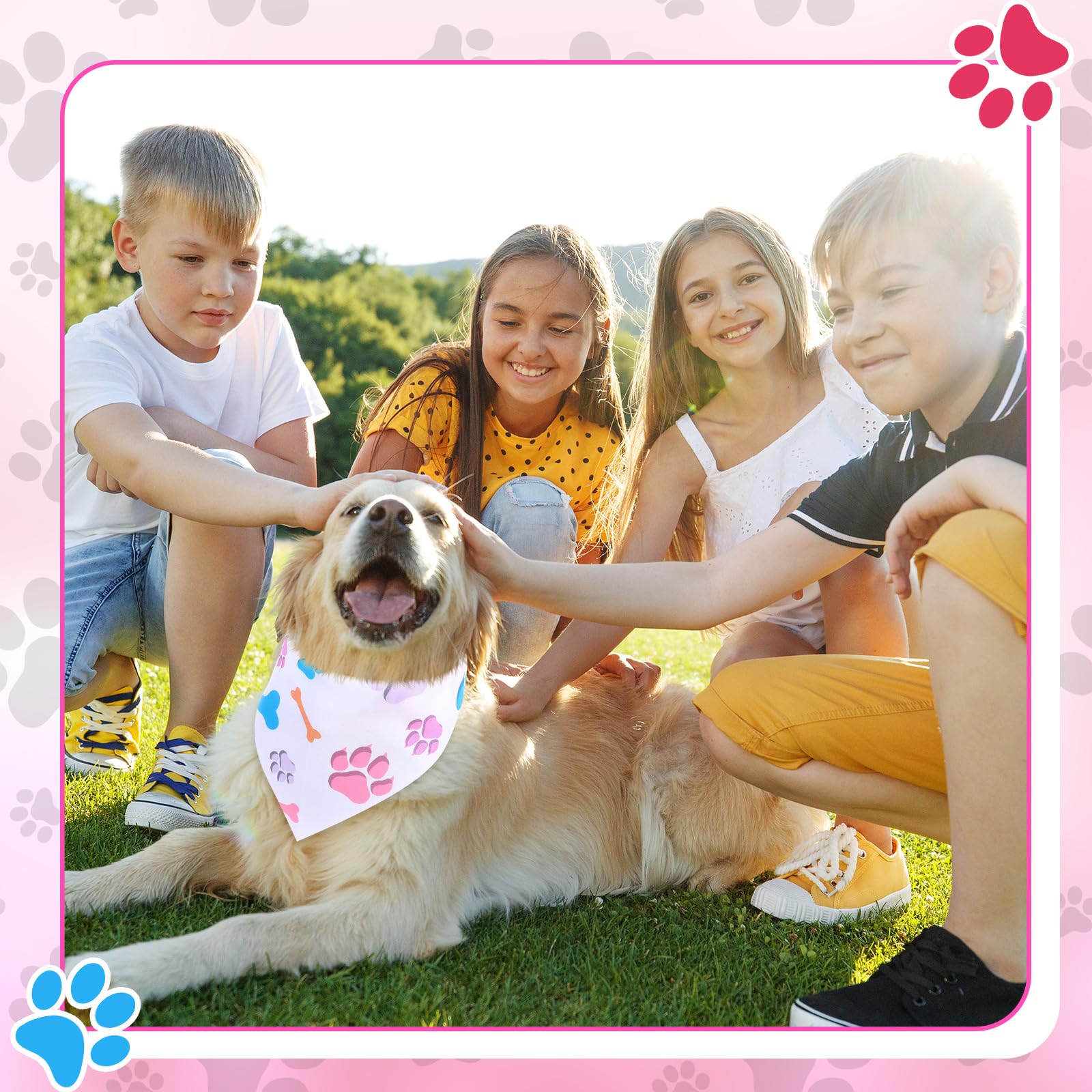 Abbylike 200 bandane per cani con stampa di zampe, bandane per cani, animali domestici, triangolari, bavaglini per cuccioli di animali domestici, gatti, accessori per costume da festa