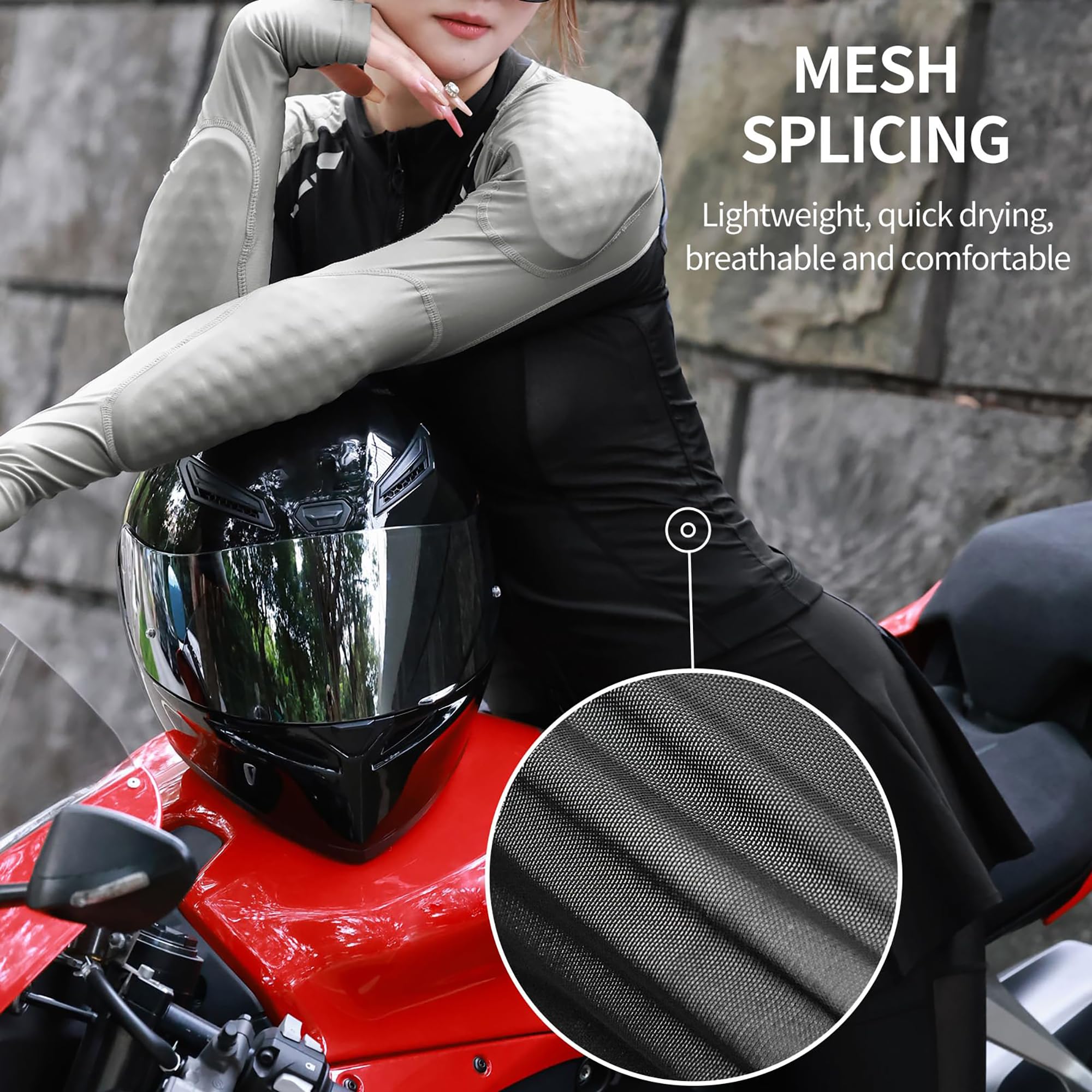 Giacca Moto Da Donna In Rete, Giacca Protettiva Motocross Traspirante, Elasticizzata Maglia Moto Ad Alta Visibilità Abbigliamento Sportivo Estivo per Motociclismo Fitness