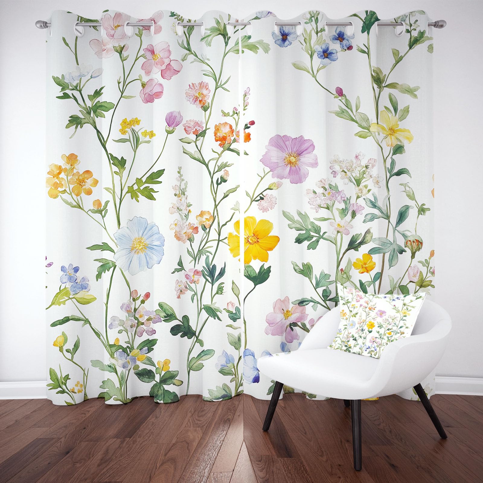 Rideaux occultants thermiques motif fleurs sauvages pour un sommeil protégé du froid