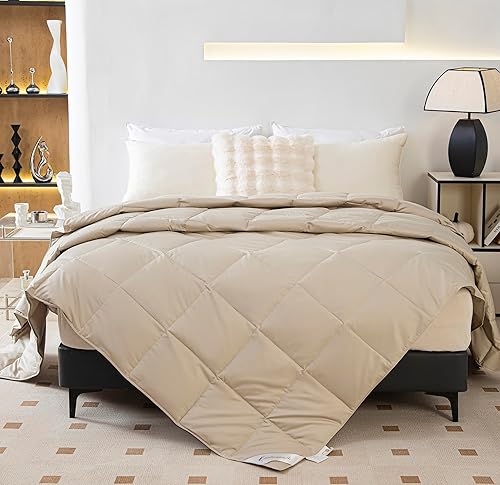 Miniatura 5 de Eastwarmth Edredón ligero de 90 % plumón de ganso para verano, clima cálido, funda 100 % algodón, lavable color gris de gran tamaño, Cal King