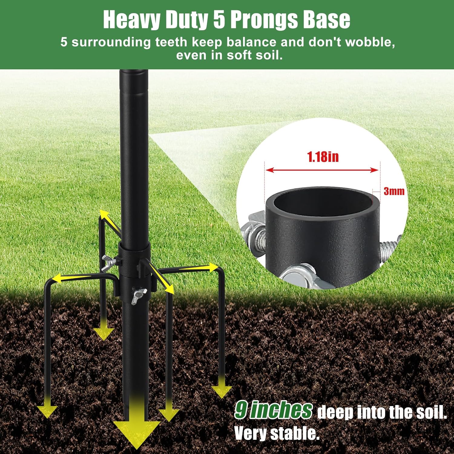 Bird Feeder Pole - 48" Outdoor Decor, Premium Metal, Rust-Resistant, Sturdy & Weatherproof, Easy Installation for Garden, Lawn, Field