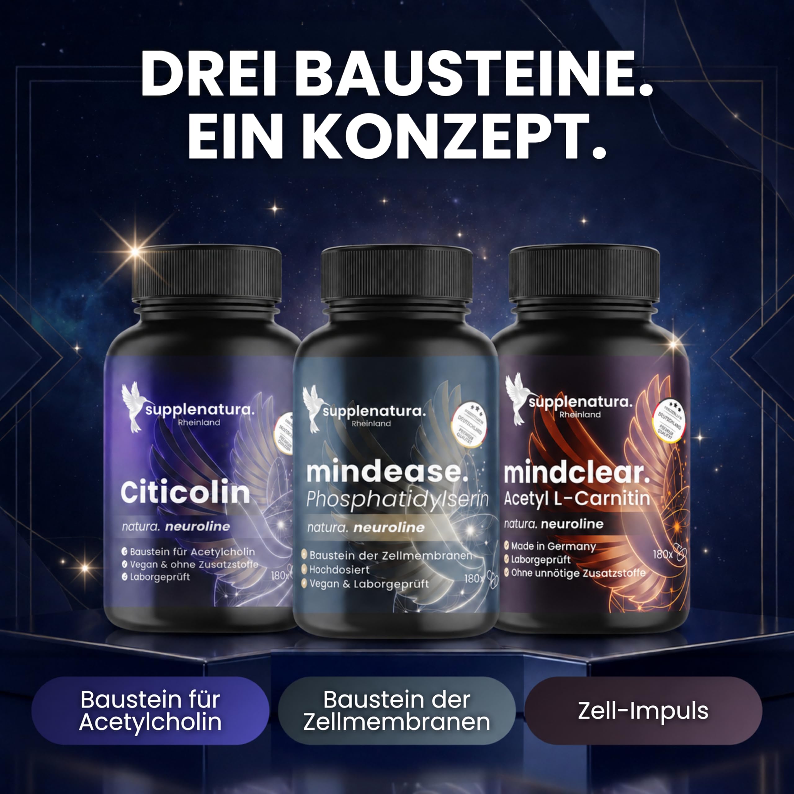 EINFÜHRUNGSANGEBOT I Citicolin (CDP Cholin) Kapseln I 250mg NEU: NEUROLINE, Laborgeprüft & ohne Zusatzstoffe, Deutsche Herstellung, Citicoline von SUPPLENATURA®