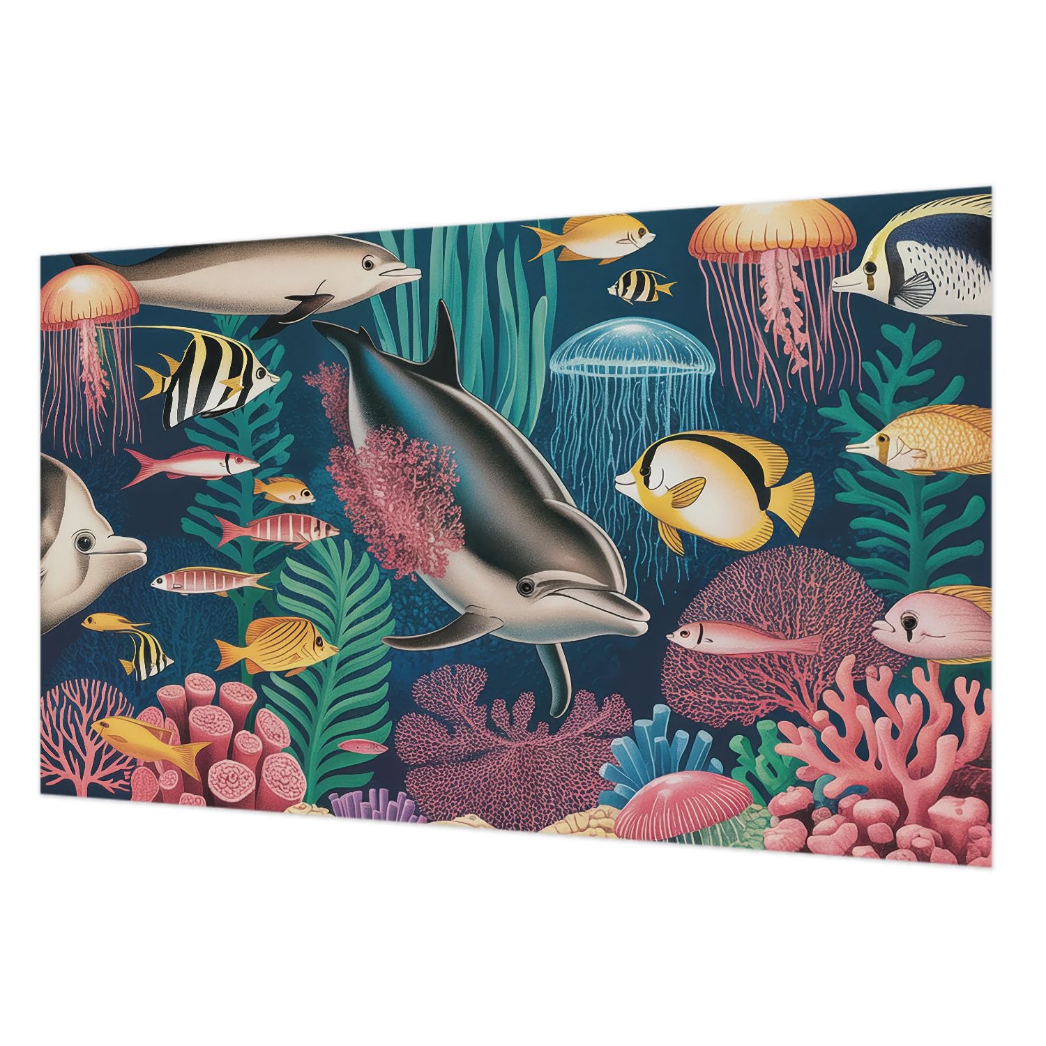 Revêtement mural intissé faune sous-marine pour chambre à coucher déco grand format