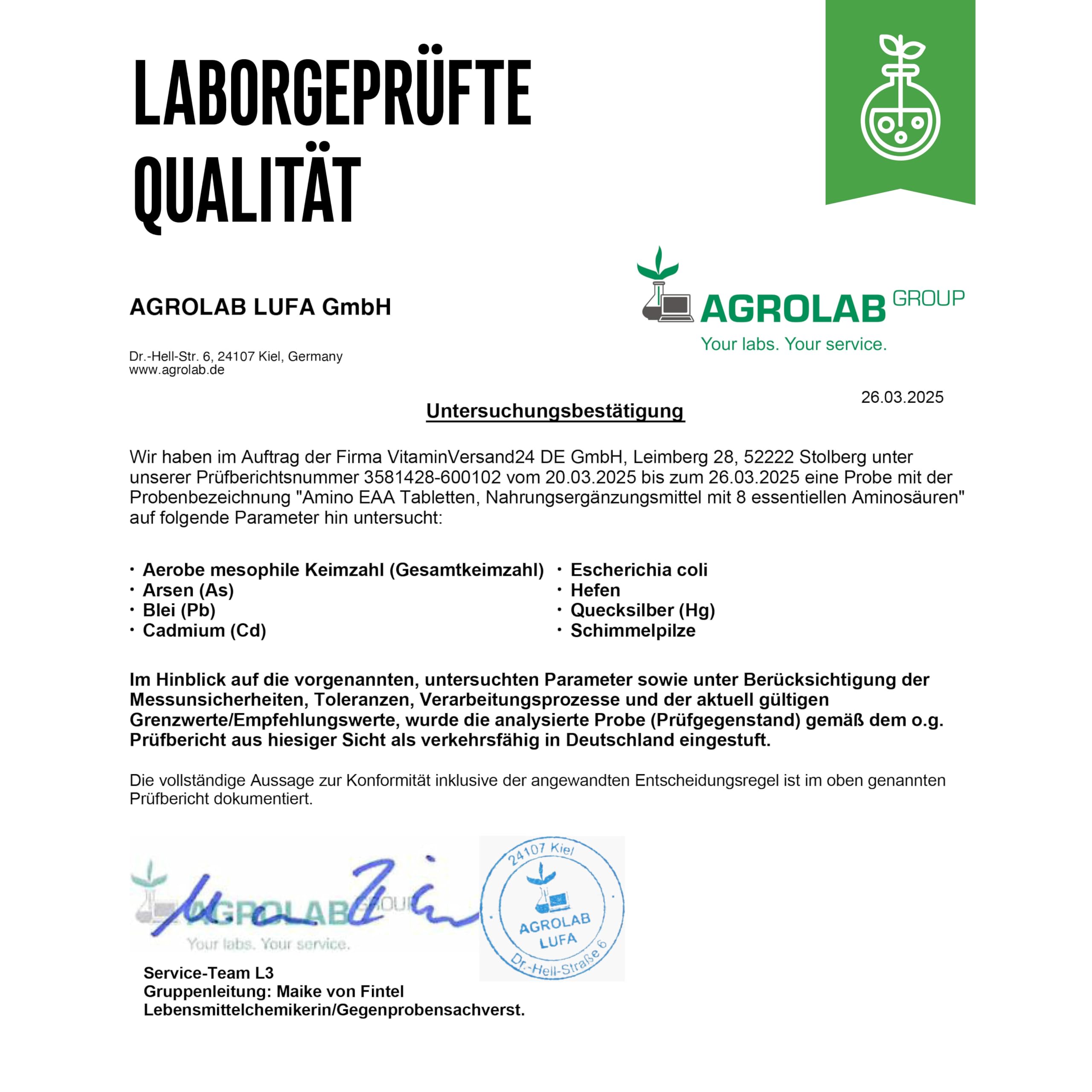 GEN GERMAN ELITE NUTRITION EAA Multi Amino - 500 Tabletten - je 1000 mg | Alle 8 essentielle Aminosäuren in der Human Code Formel, pflanzliche Fermentation, Hochdosiert, vegan, laborgeprüft