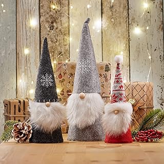com-four® 3 x Christmas Gnome for Christmas Decoration, Winter Figure as Decorative Items, Cute Table Decoration or as Room Decoration (3 Pieces - Grey Black Red)