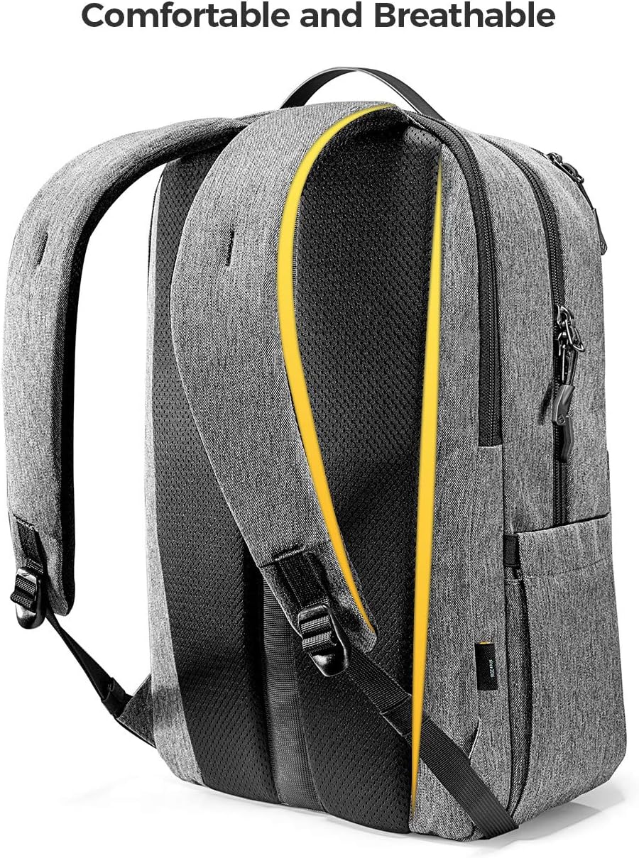 Rеvіеw Prоduсt Travel Laptop Backpack, tomtoc Water Resistant College School Students Bookbag Computer Bag with USB Charging Port, Business Backpack Fits 15.6 Inch Laptop and Notebook for Women & Men, 24L, Gray