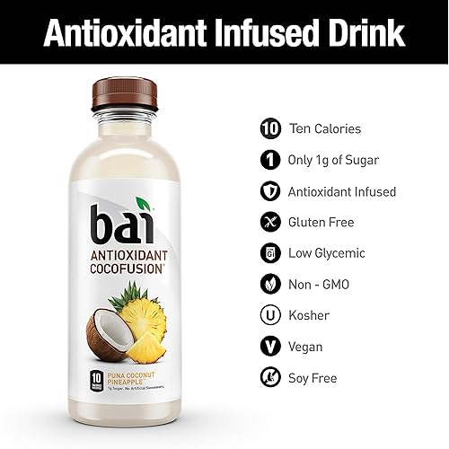 Miniatura 4 de Bai - Puna coco piña - Agua con sabor a coco y piña, bebida con infusión antioxidante, botellas de 18 onzas líquidas, paquete de 6