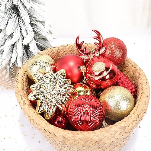 Miniatura 5 de 100-Pack Various Shatterproof Christmas Balls, Christmas Decorative Ball Ornaments for Xmas Tree- Red & Gold Rojo & Oro,Champán y blanco,Oro rosa y