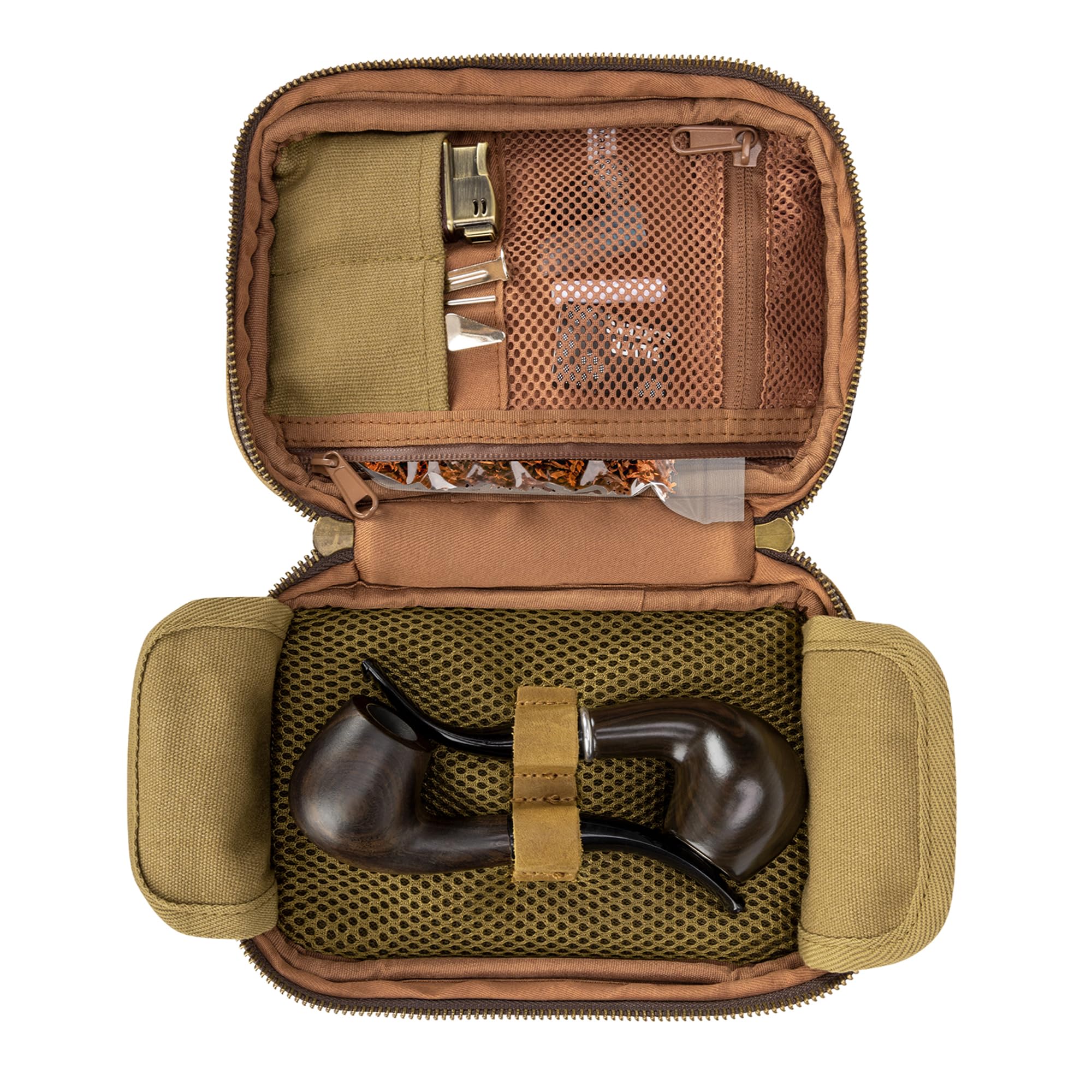 Yarwo Porta per 2 Pipe Tabacco, Impermeabile agli Odori con Supporto Pelle, Custodia da Viaggio per Accessori Fumatori