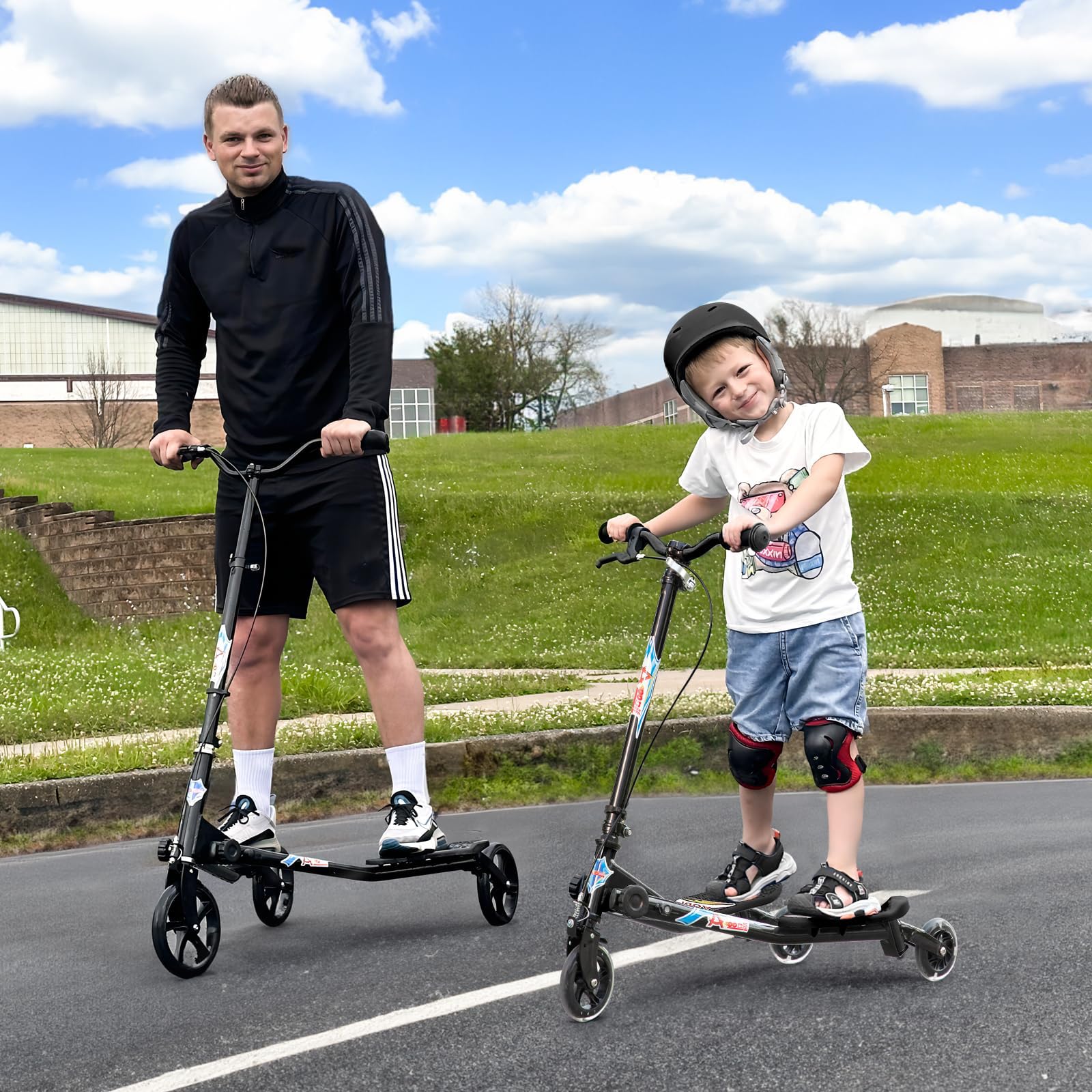Scooter Columpio Ajustable 3 Ruedas Plegable Wiggle Scooter Autodeslizante para Niños/Adultos a Partir de 6 Años