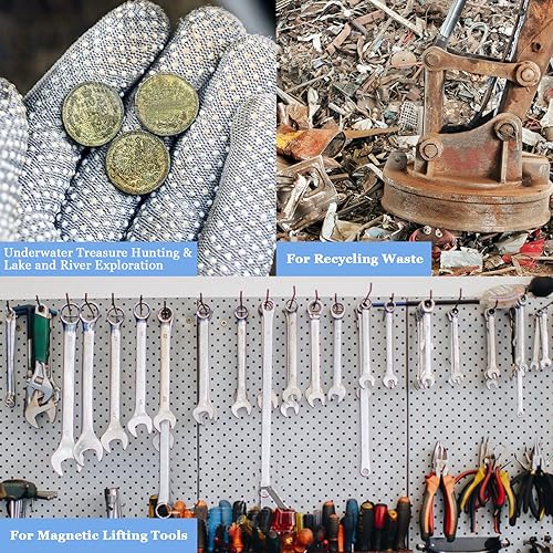 Miniatura 5 de Imanes de neodimio superfuertes y resistentes, elevación potente de 1.26 pulgadas, tierras raras con agujero avellanado, anillos de elevación para