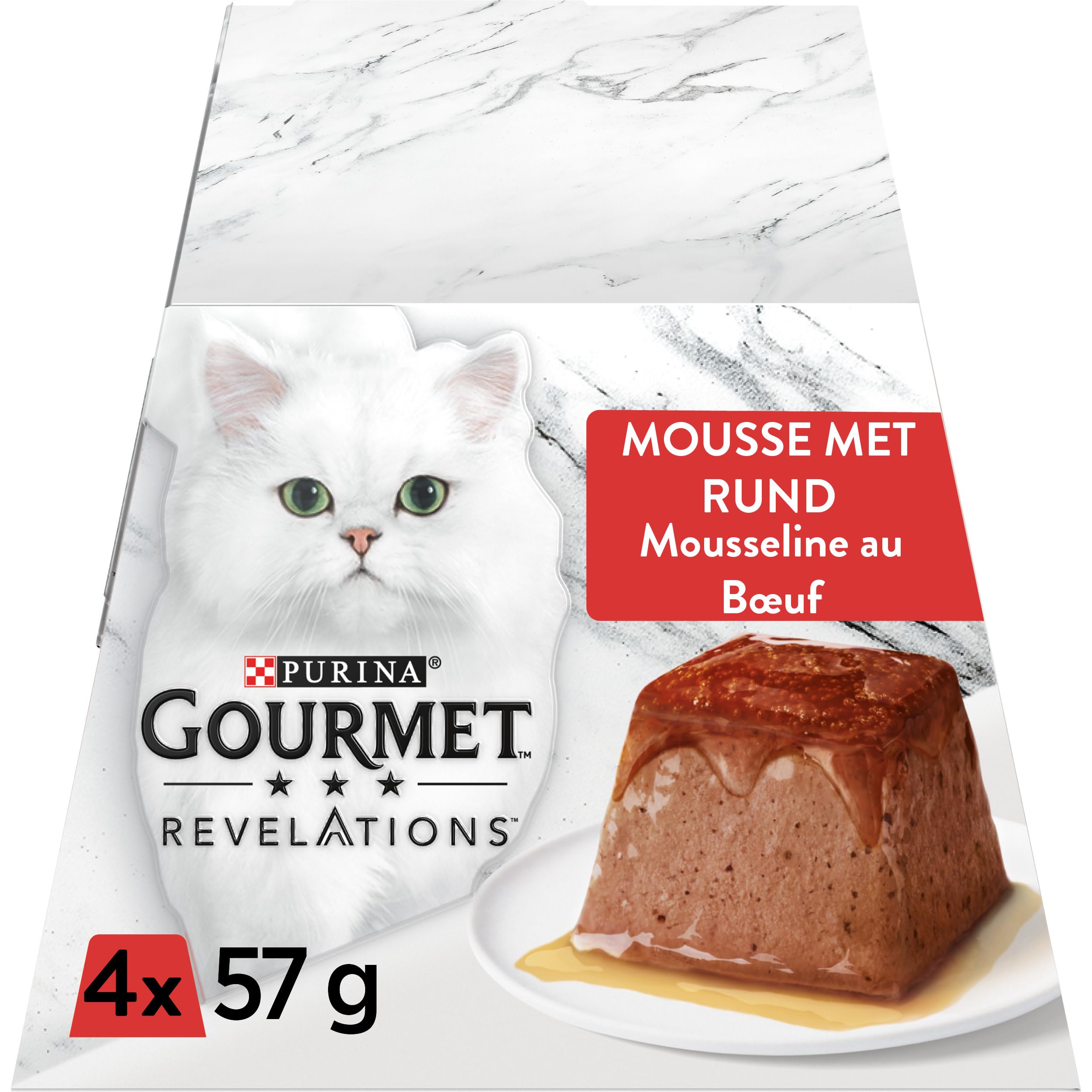 Gourmet Revelations | Katze | Musselin | Rindfleisch | Mahlzeiten für ausgewachsene Katzen | Box | 6er Pack (4 x 57 g)
