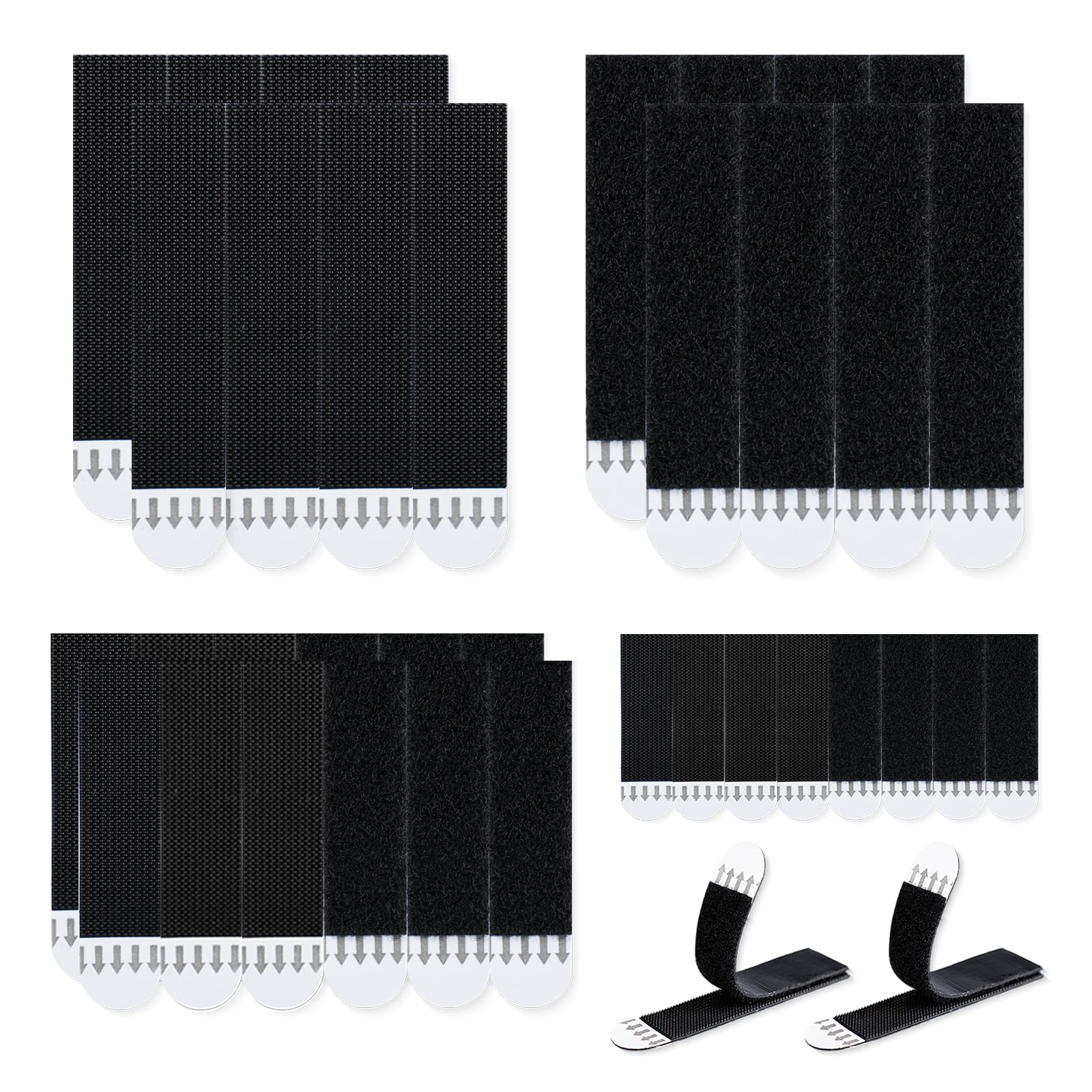 LLPT Picture Hanging Strips Detachable | 18 Pairs (36 Strips) | 8L + 6M +4S | Picture Hangers Without Nails | Removable Adhesive Strips | for Wall Posters Photos Frames (BSML468) | Black
