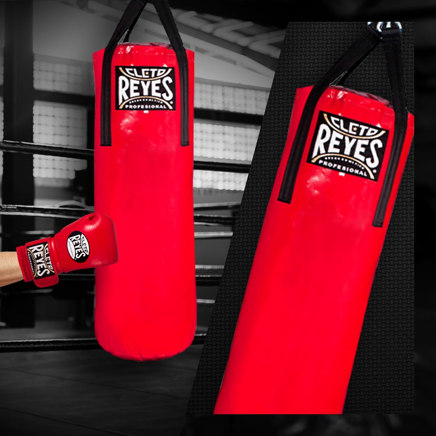 CLETO REYES Heavy Punching Bag for Adults Boxing Training Equipment, MMA, Kickboxing, Muay Thai, Nylon-Canvas, Large, Classic Red