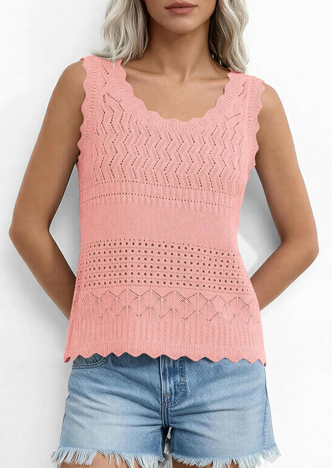 PRETTYGARDEN Womens Crochet Tank Tops 2026 Summer Spring Boho Sleeveless Cute Knit Sweater Vest Trendy Beach Vacation Clothes - Image 8