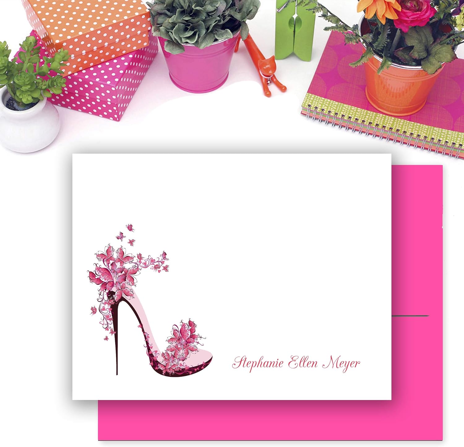Personalized High Heel Stiletto Note Cards with Envelopes