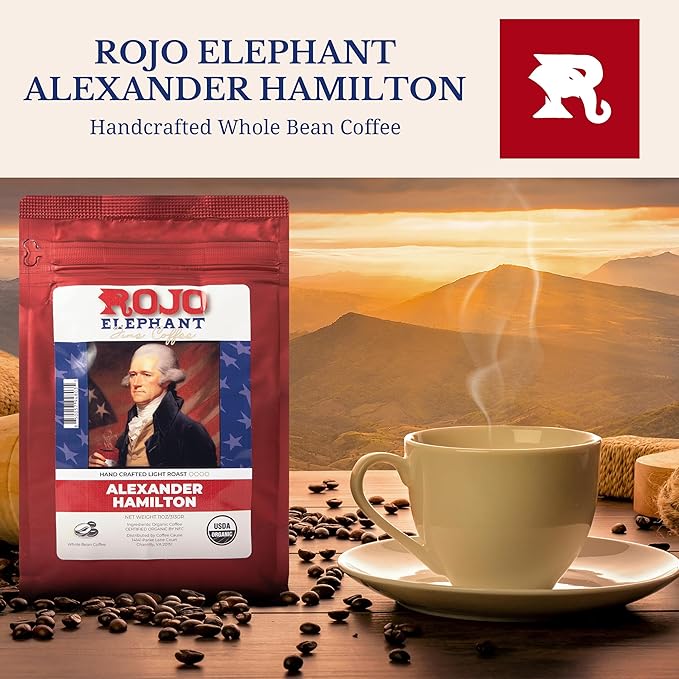 Café Rojo Elephant Alexander Hamilton Grano Entero Orgánico Tueste Ligero 11 oz miniatura 2