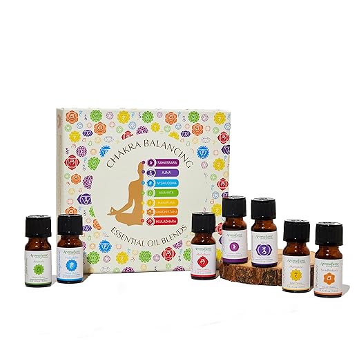 7 Chakra Essential Oil Blend for Diffuser Gift Set by Aromafume | 7 x 10ml | 1 x Sahasrara, Ajna, Vishuddha, Anahata, Manipura, Swadhisthana, Muladhara | Yoga, Meditation, Chakra Alignment
