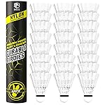 Badminton Birdies Nylon Feather Bedminton Shuttlecocks - Plastic Birdie Ball for Indoor Outdoor Matches Baseball Practice Highly Stable & Durable Set for Beach Racket Games Playground Backyards