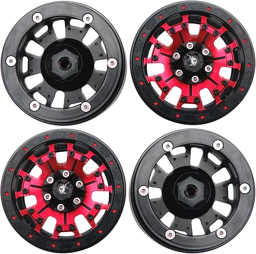 Miniatura 6 de ShareGoo - Llantas de metal Beadlock de 1.9 pulgadas, cubos hexagonales de 0.472 in, 10 radios compatibles con Traxxas TRX4 Axial SCX10 RC4WD D90