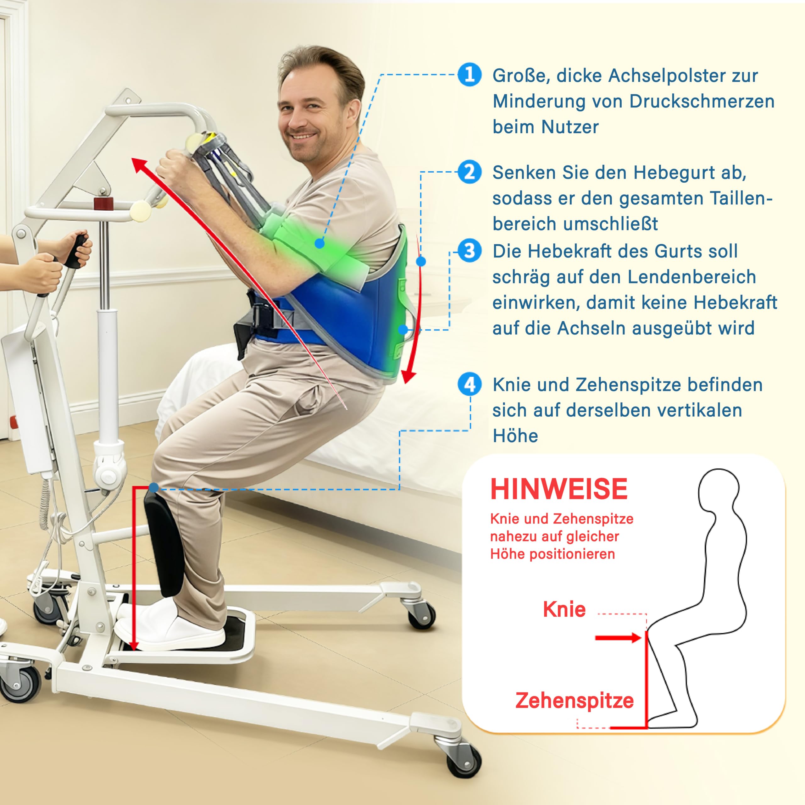 EZ Assistive Sitz-Stand-Hebehilfe – gepolsterte Hebegurt mit Rückenstütze, kompatibel mit den meisten Sitz-Stand-Hebesystemen und Mobilitätshilfen (M)