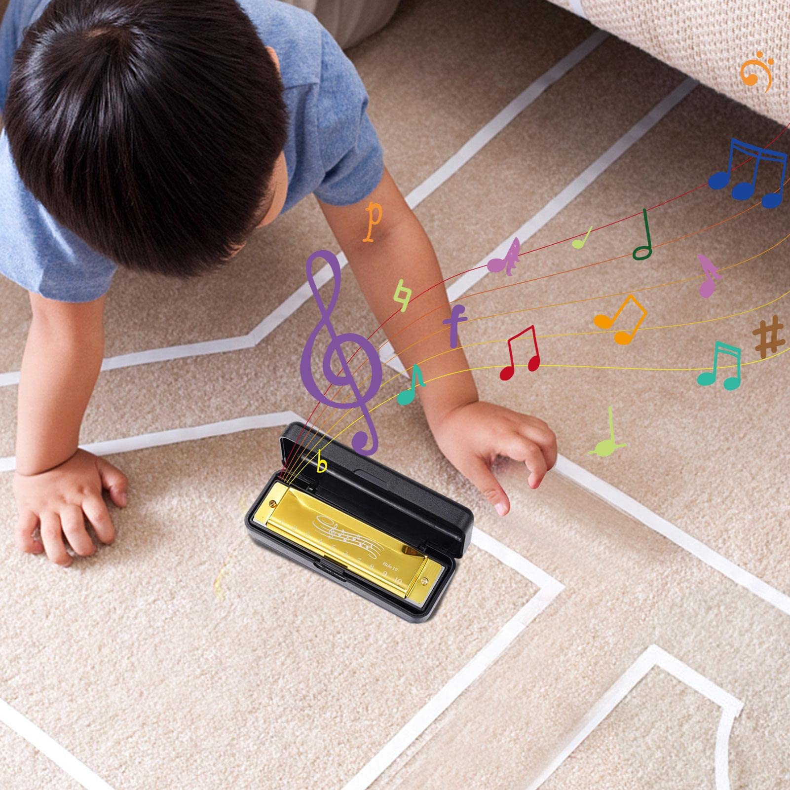 Armonica per bambini | Arpa per armonica a bocca - Strumento musicale a 10 | buche e 20 toni per bambini, adulti, principianti, professionisti, insegnamento della infanzia