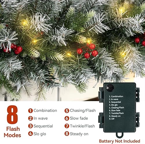 Miniatura 4 de Guirnalda de Navidad FGHB, Guirnaldas de Navidad con Luces, Guirnalda de Navidad de 2,7M/ 9FT, Decoraciones de Navidad Iluminadas con Luces LED,