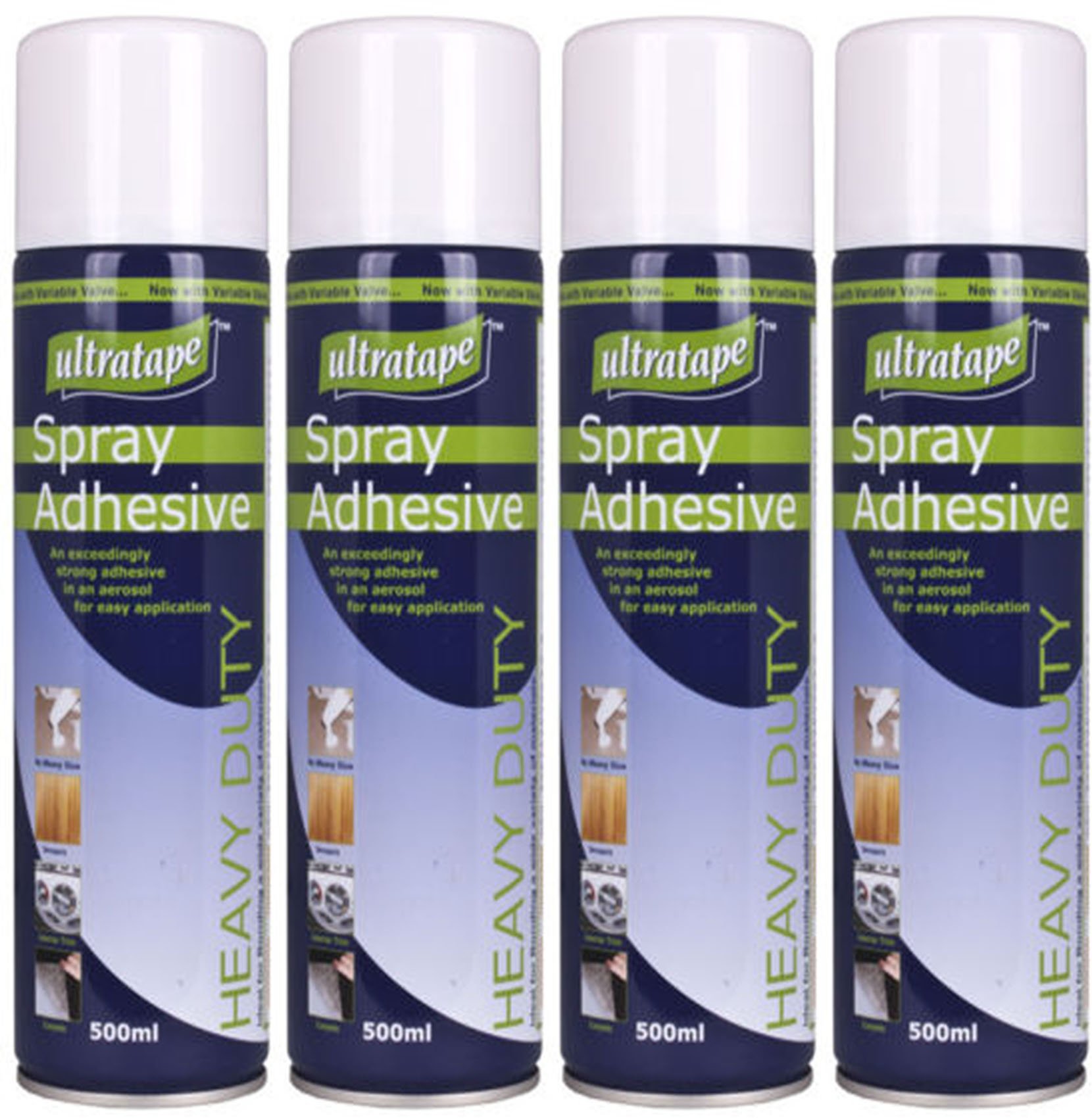 4 x 500ml Tin Heavy Duty Carpet Fabric Foam Craft Spray Mount Adhesive Multi-Purpose Glue