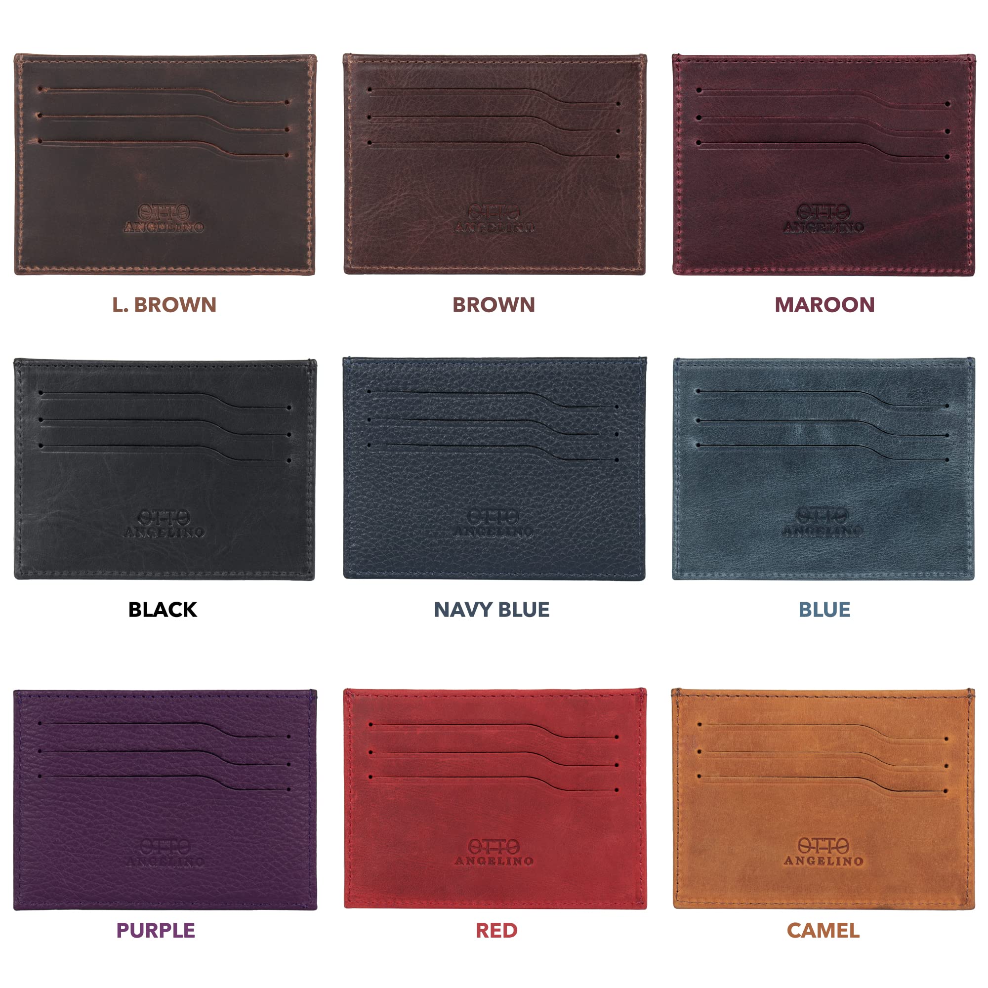 Otto Angelino Genuine Leather Slim Cardholder Wallet - 5 Card Slots, Ultra Thin (0.5cm), Unisex Minimalist