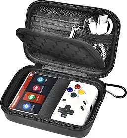 casmilee Capa Compatível Com Console De Jogos Portátil Miyoo Mini Plus, Suporte Para Player Portátil E Cartão Tf Externo 64G, Com Bolso De Malha Para Cabo De Carregamento, Baterias E Acessórios - Pret