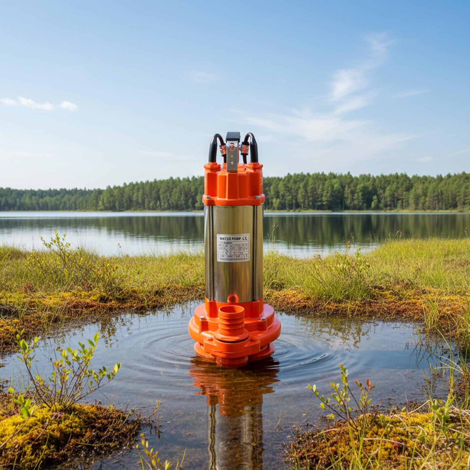 Bomba de agua sucia, 2200 W, 26000 l/h, bomba sumergible con interruptor de flotador, acero inoxidable, altura de impulsión 25 m, bomba fecal con asa, bomba con trituradora (naranja)