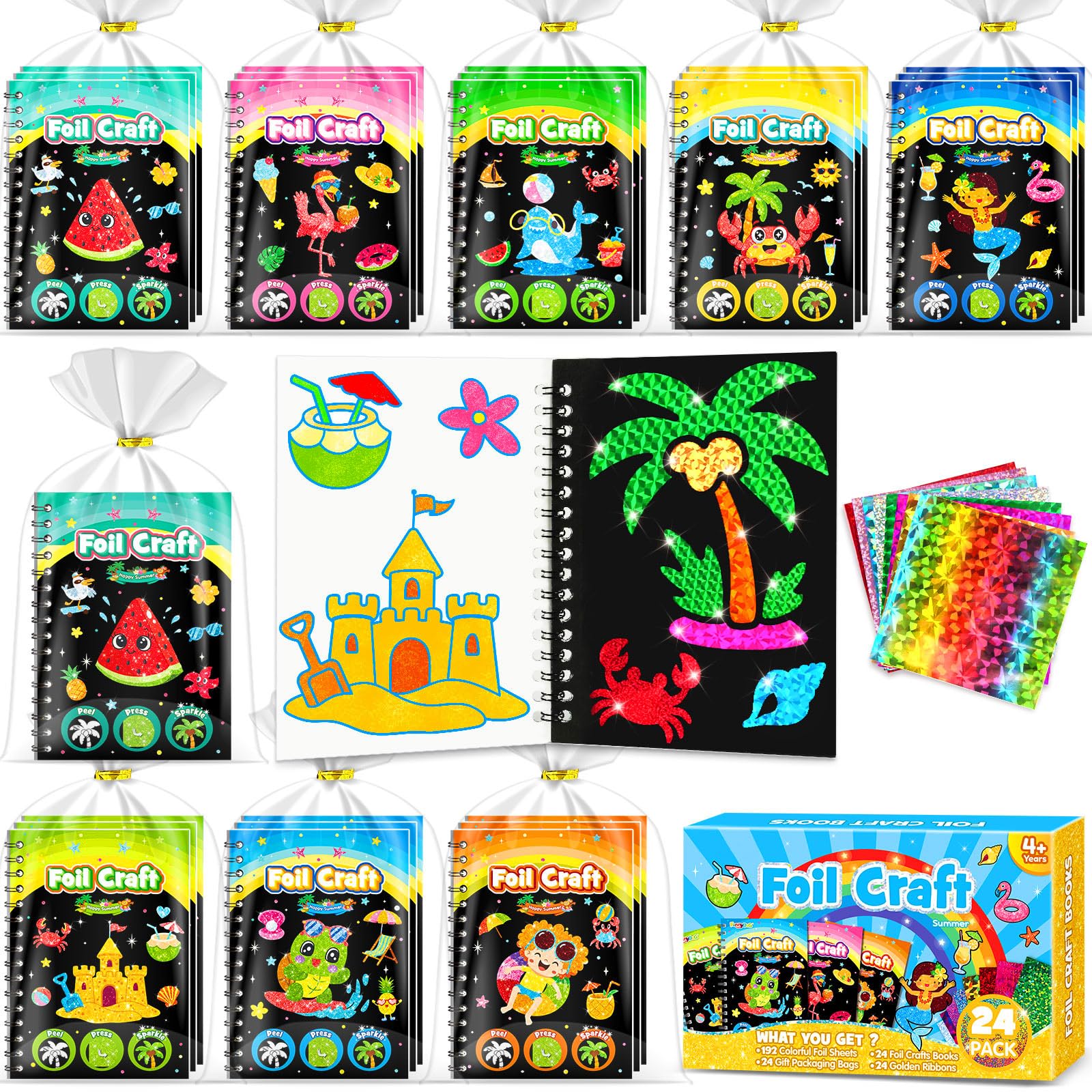 LIKYMO Foil Art - Party Bag Fillers for Kids, Foil Craft Books, No Mess Art and Craft for Kids, DIY Creative Activity, Travel Toys, Girls Boys Gifts for Ages 4-9 (Summer) — image 1