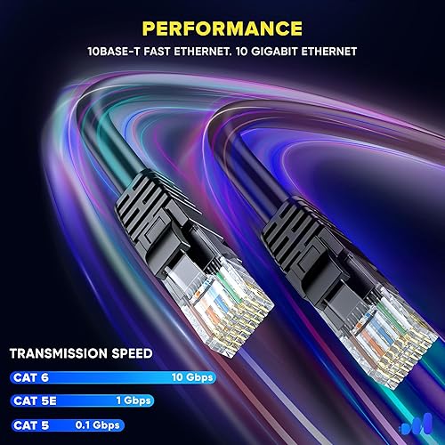 Miniatura 4 de Maximm Cat 6 Ethernet Cable 100 ft - High-Speed LAN Cable, Internet Cable, Patch Cable, and Network Cable - UTP, 10Gbps, 550MHz Ethernet Cord - Black
