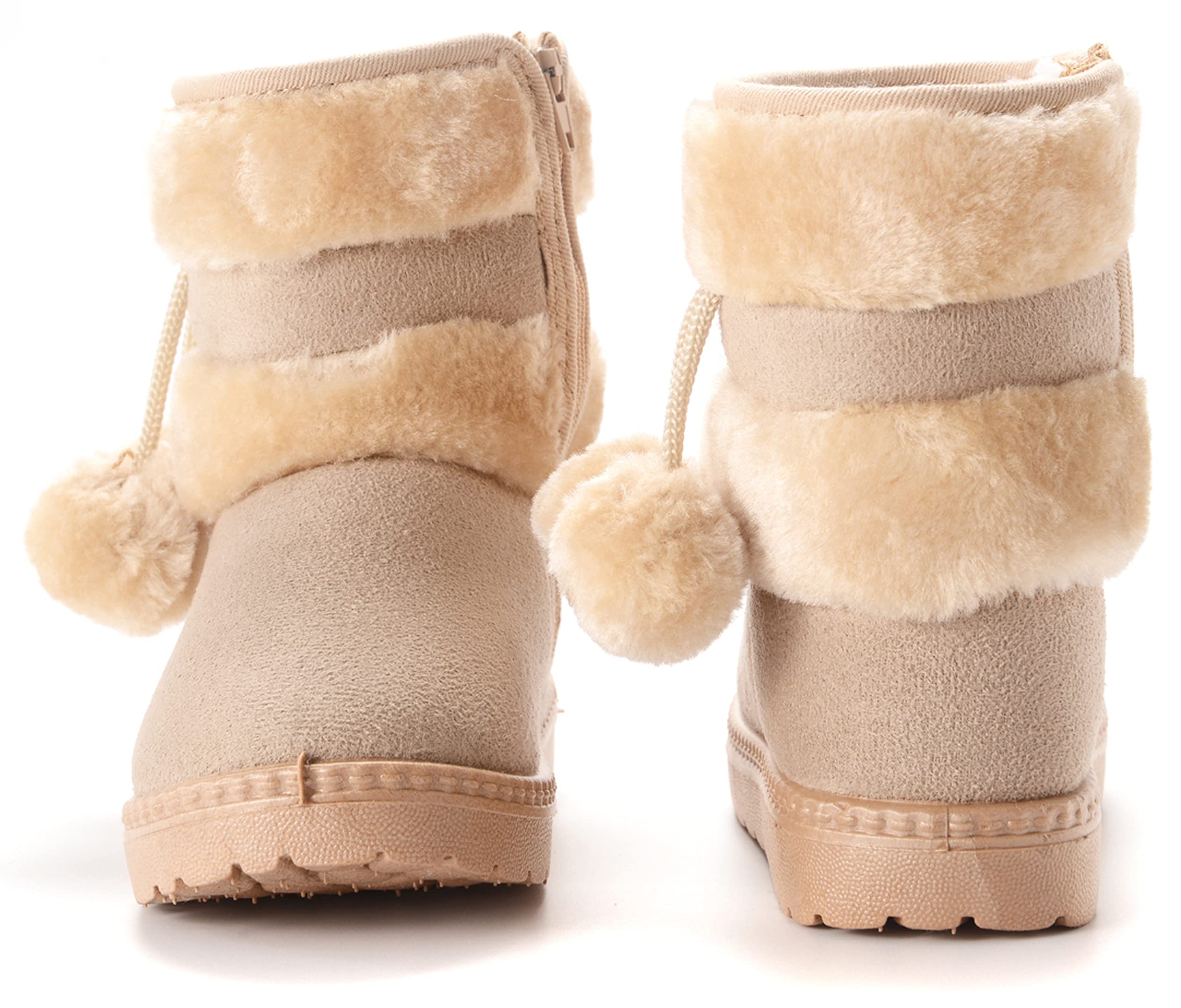 Filles Bottes de Neige Antidérapant Sole Souple Bottes d'hiver Bébé Fourrure Doublé Antidérapant Chaud Bottines / 152 Beige 20 EU = Étiquette 21