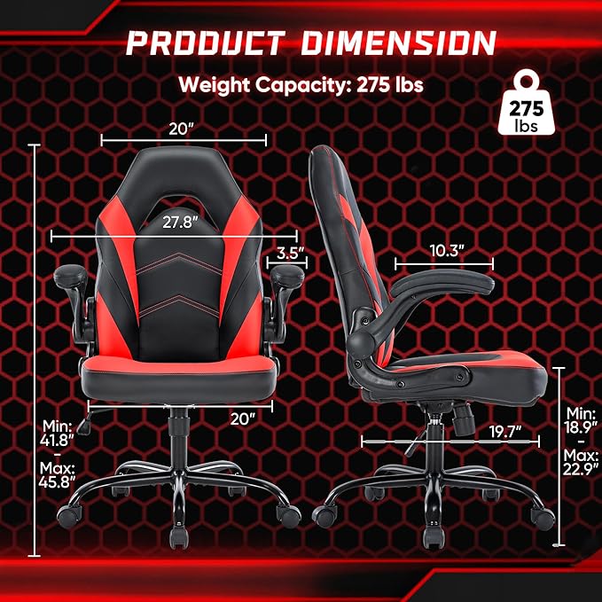 Silla Gamer Ergonómica con Apoyabrazos Abatibles y Soporte L miniatura 4