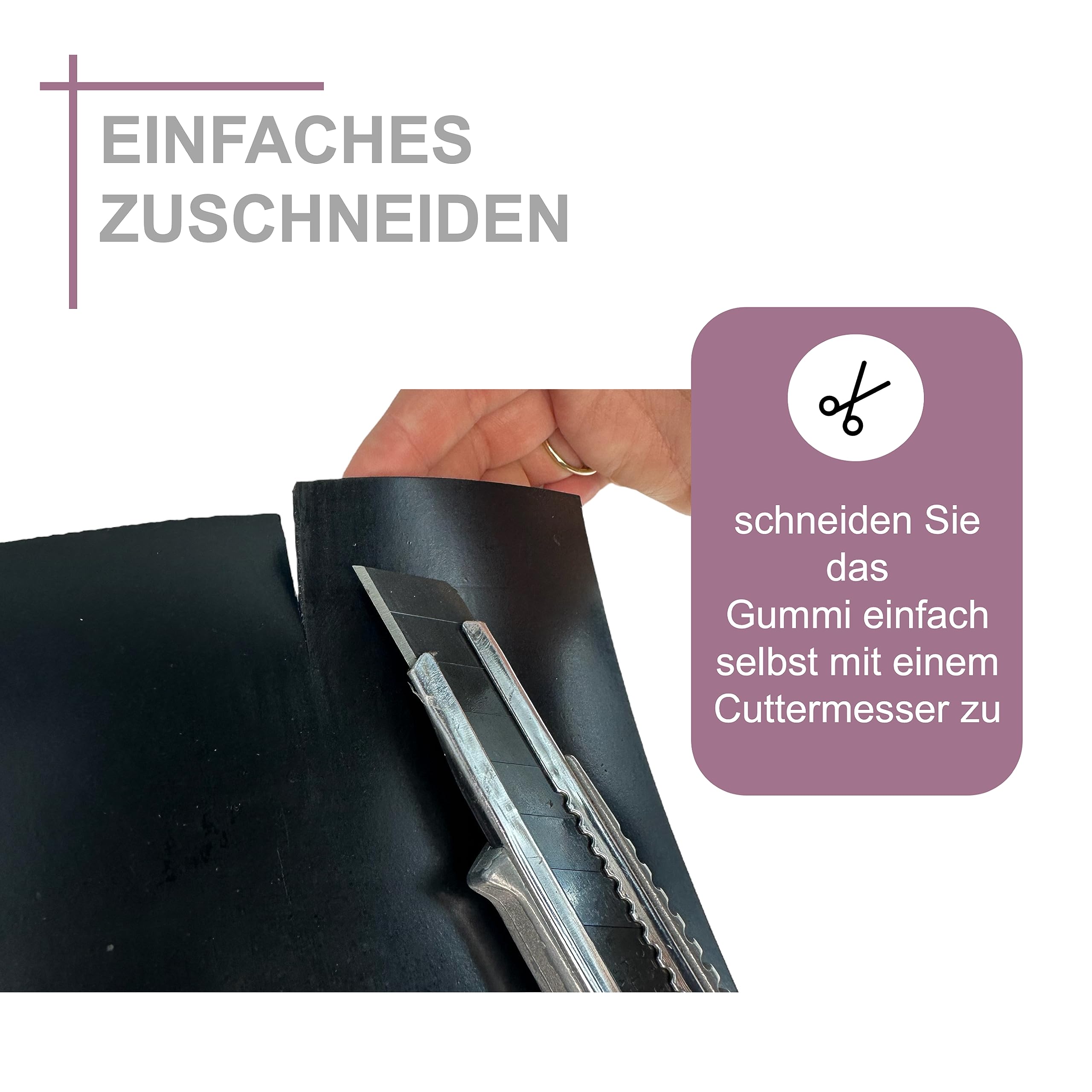 Gummimatte 300mm - 600mm breite (30cm-60cm) bis 10m Länge NR/SBR 3mm - 5mm Stärke mit Gewebeeinlage Gummiunterlage Terrassenbau Vollgummi Hartgummi