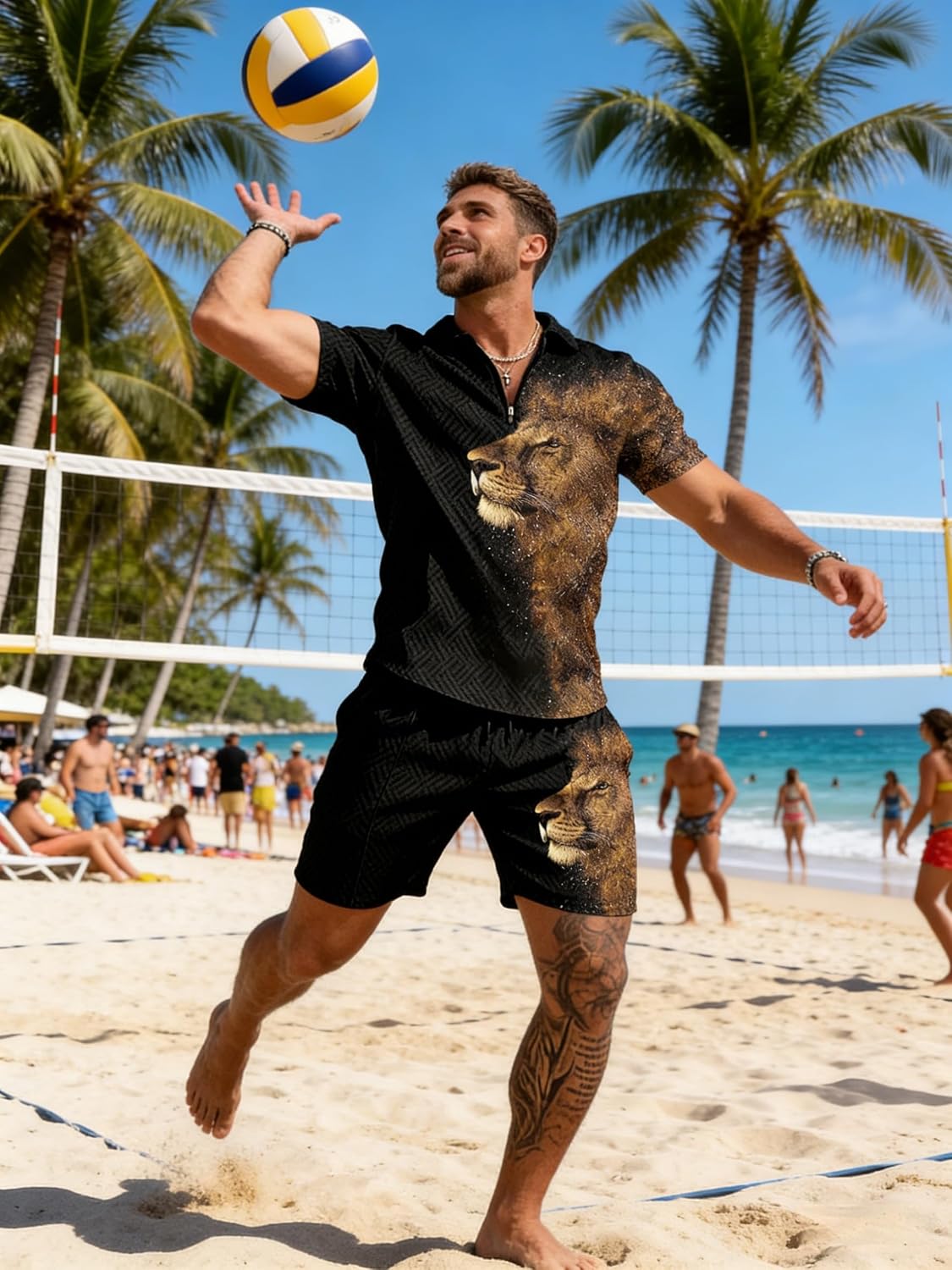Mens Short Sets 2 Piece Outfits Short Sleeve Zipper Polo Shirt and Shorts Sets Casual Sport Summer Outfits Tracksuits
