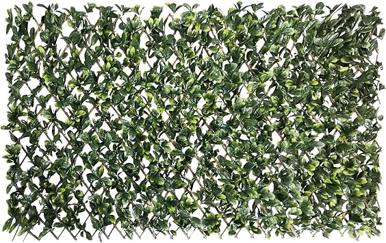 1PCS 15" x 48" Expandable Fence Outdoor Balcony Deck Privacy Screen, Decorative Artificial Ivy Fence Panels, Artificial Hedge Ficus Leaves -Single Side