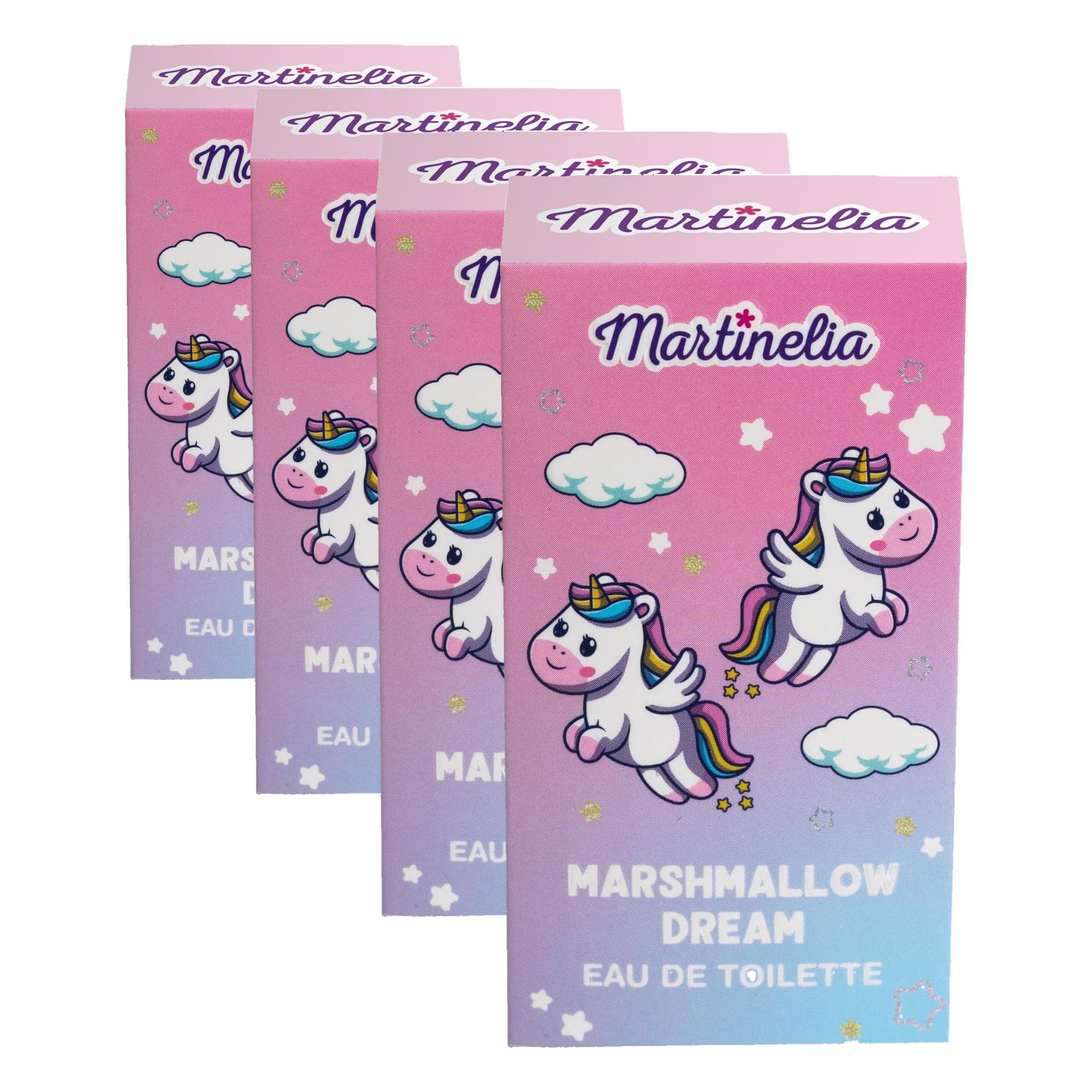 MARTINELIA – Eau De Toilette Per Bambini – Profumo Tenero Per Bambini, Flacone Carino Per Ragazza – Profumo Marshmallow – Piccolo Formato – Modello Casuale – 1 Unità (Confezione da 4)